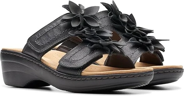 Clarks Merliah Raelyn Women's Sandals Black Leather : 5.5 B - Medium
