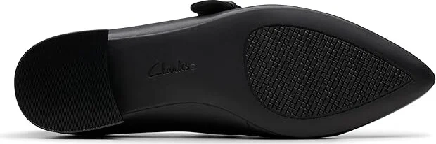 Clarks Natalyn May Women's Flat Shoes Black Leather : 6 D - Wide, Leather/Rubber - Image 3