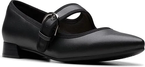 Clarks Natalyn May Women's Flat Shoes Black Leather : 6 D - Wide, Leather/Rubber - Image 5
