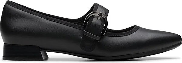 Clarks Natalyn May Women's Flat Shoes Black Leather : 6 D - Wide, Leather/Rubber - Image 7