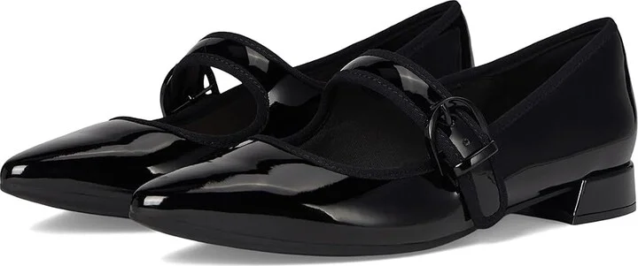 Clarks Natalyn May Women's Flat Shoes Black Patent Synthetic : 6 B - Medium, Leather/Rubber