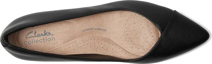 Clarks Natalyn Wish Women's Flat Shoes Black Leather : 9 D - Wide, Leather/Mesh/Rubber - Image 2