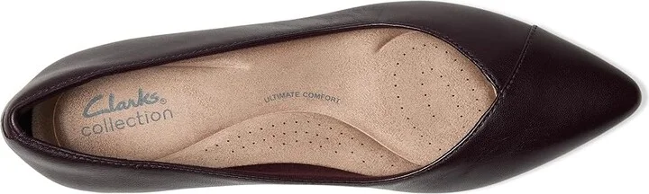 Clarks Natalyn Wish Women's Flat Shoes Plum Leather : 6 D - Wide, Leather/Mesh/Rubber - Image 2