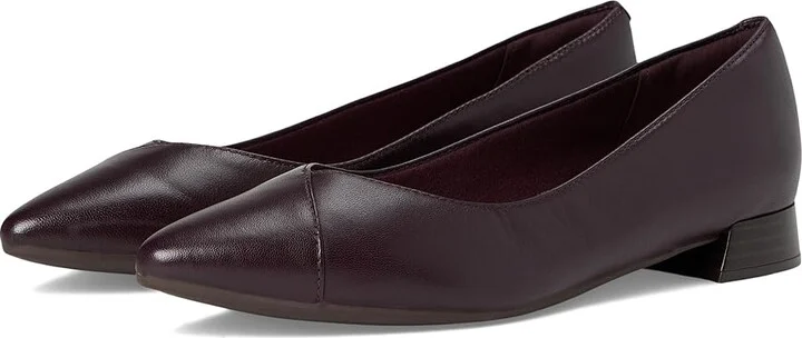 Clarks Natalyn Wish Women's Flat Shoes Plum Leather : 6 D - Wide, Leather/Mesh/Rubber