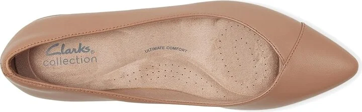 Clarks Natalyn Wish Women's Flat Shoes Warm Beige Leather : 6 B - Medium, Leather/Mesh/Rubber - Image 2
