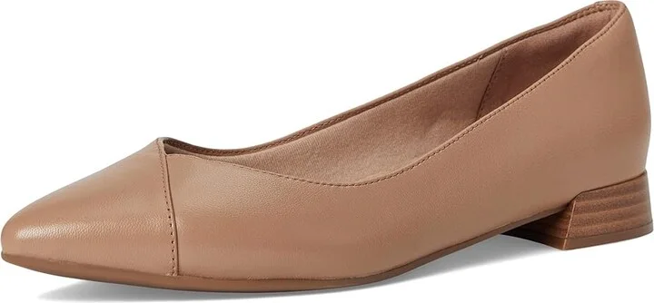Clarks Natalyn Wish Women's Flat Shoes Warm Beige Leather : 6 B - Medium, Leather/Mesh/Rubber - Image 5