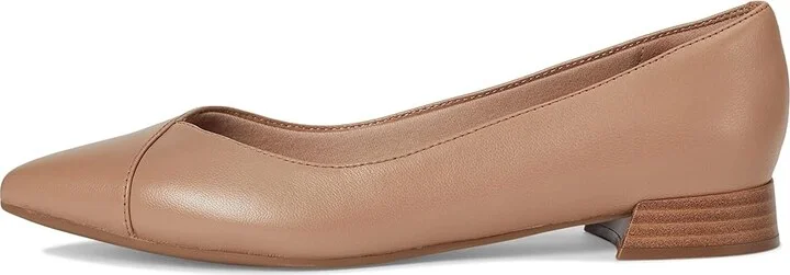 Clarks Natalyn Wish Women's Flat Shoes Warm Beige Leather : 6 B - Medium, Leather/Mesh/Rubber - Image 6