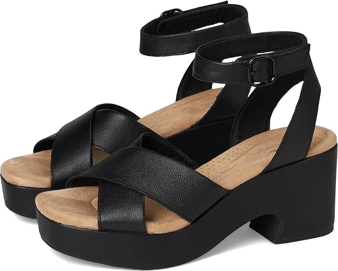 Clarks Nerisa Pearl Women's Sandals Black/Black Leather : 12 B - Medium