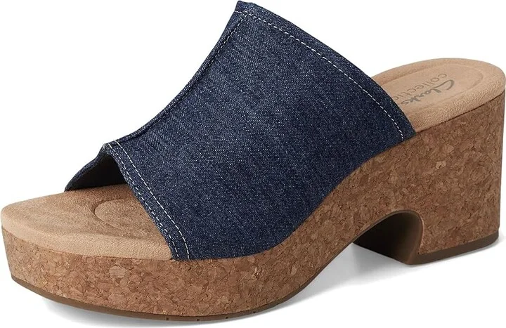 Clarks Nerisa Vine Women's Sandals Dark Denim Textile : 9.5 B - Medium, Leather/Rubber - Image 5