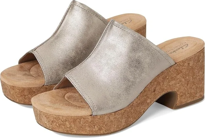 Clarks Nerisa Vine Women's Sandals Taupe Metallic Synthetic : 11 B - Medium, Leather/Rubber