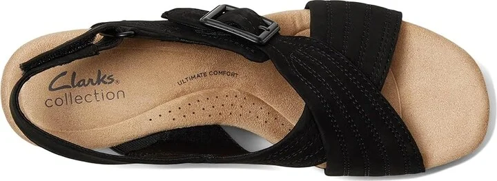Clarks Nerisa West Women's Sandals Black Nubuck : 11 B - Medium, Leather - Image 2