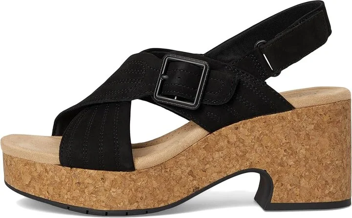 Clarks Nerisa West Women's Sandals Black Nubuck : 11 B - Medium, Leather - Image 6