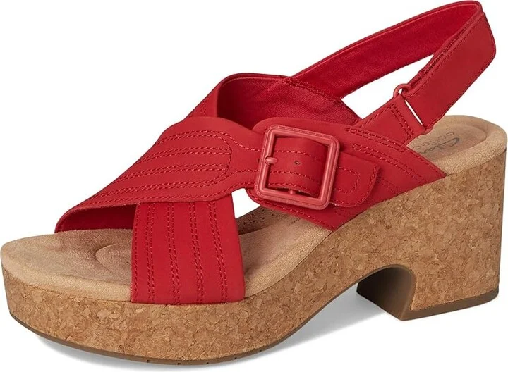 Clarks Nerisa West Women's Sandals Cherry Nubuck : 10 D - Wide, Leather - Image 5