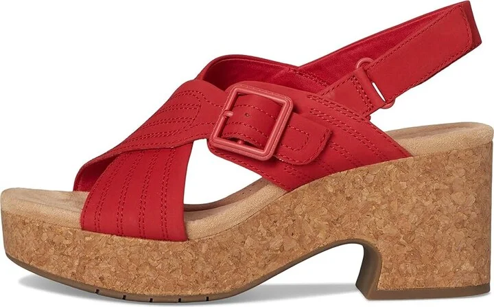 Clarks Nerisa West Women's Sandals Cherry Nubuck : 10 D - Wide, Leather - Image 6