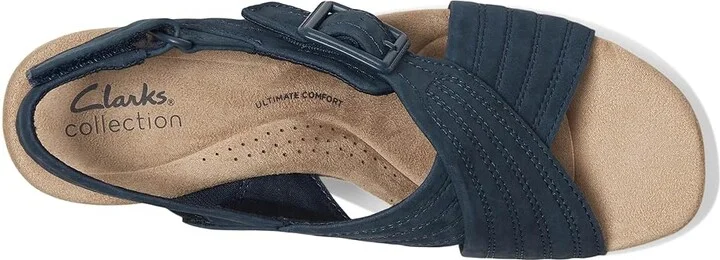 Clarks Nerisa West Women's Sandals Navy Nubuck : 9.5 D - Wide, Leather - Image 2