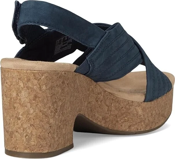 Clarks Nerisa West Women's Sandals Navy Nubuck : 9.5 D - Wide, Leather - Image 4