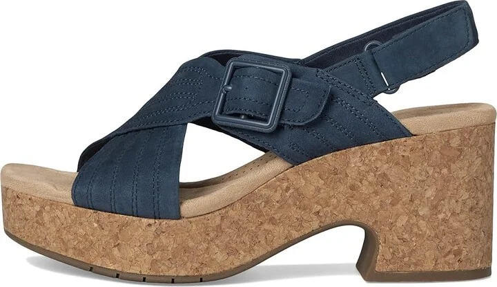 Clarks Nerisa West Women's Sandals Navy Nubuck : 9.5 D - Wide, Leather - Image 6