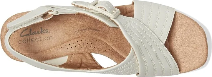 Clarks Nerisa West Women's Sandals White Leather : 12 B - Medium - Image 2