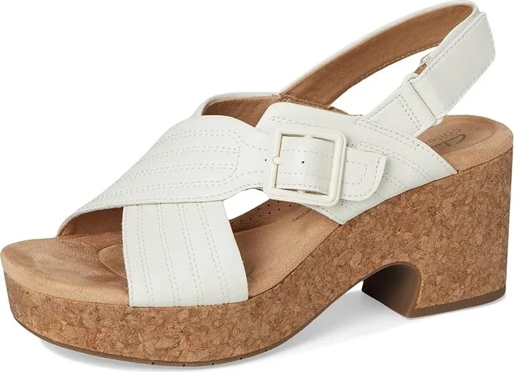 Clarks Nerisa West Women's Sandals White Leather : 12 B - Medium - Image 5