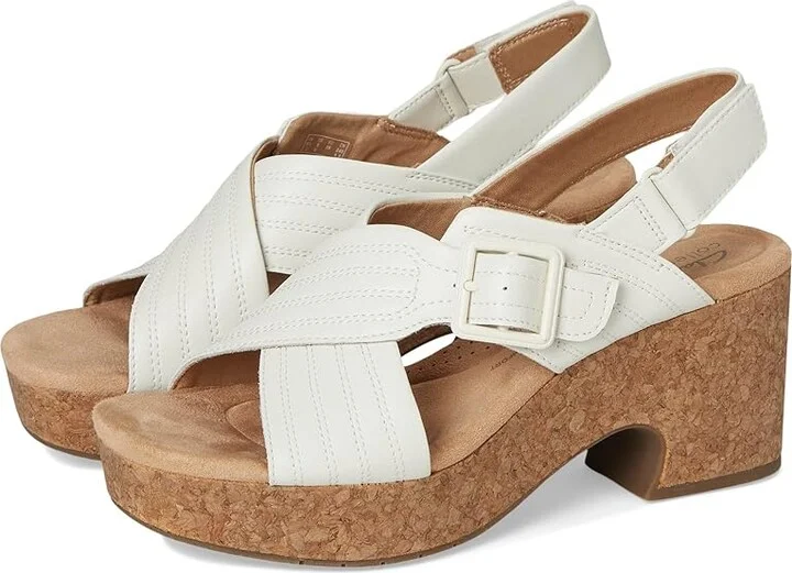 Clarks Nerisa West Women's Sandals White Leather : 12 B - Medium