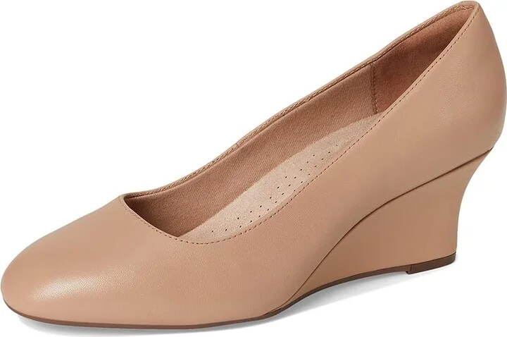 Clarks Olivette Pearl High Women's Heels Beige Leather : 6.5 B - Medium, Leather/Rubber - Image 5