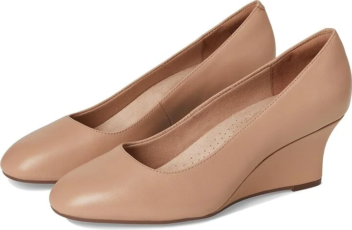 Clarks Olivette Pearl High Women's Heels Beige Leather : 6.5 B - Medium, Leather/Rubber