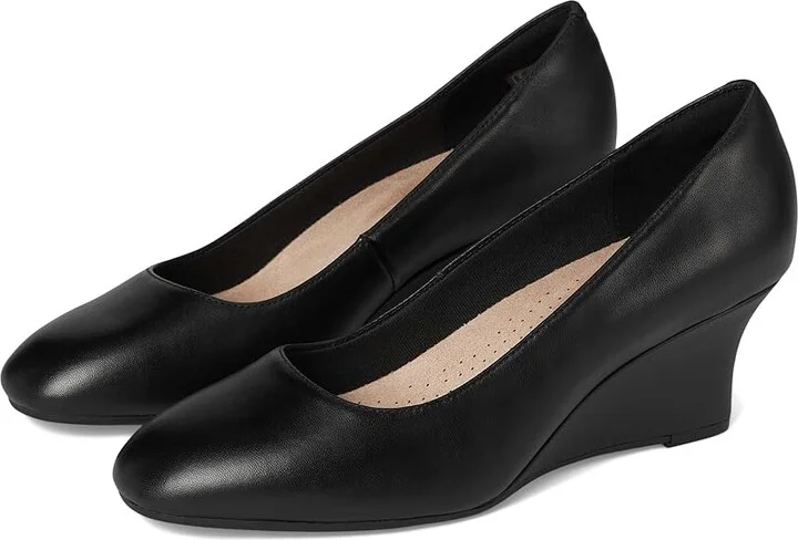 Clarks Olivette Pearl High Women's Heels Black Leather : 11 D - Wide, Leather/Rubber