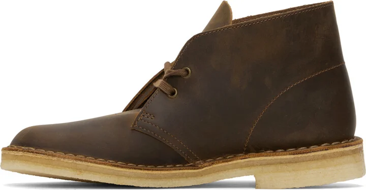 Clarks Originals Brown Waxed Leather Desert Boots - Image 3