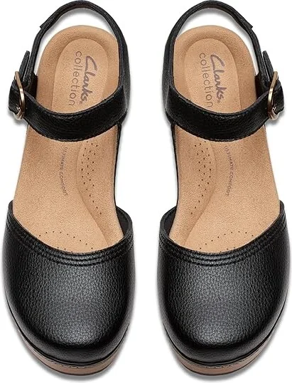 Clarks Paizlee Bay Women's Slippers Black Leather : 8 B - Medium - Image 2