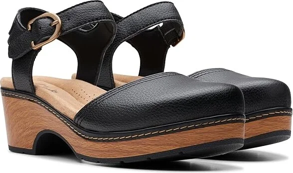 Clarks Paizlee Bay Women's Slippers Black Leather : 8 B - Medium