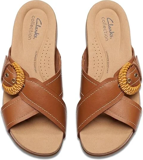 Clarks Reileigh Bay Women's Sandals Cinnamon Leather : 5.5 B - Medium, Leather/Rubber - Image 2