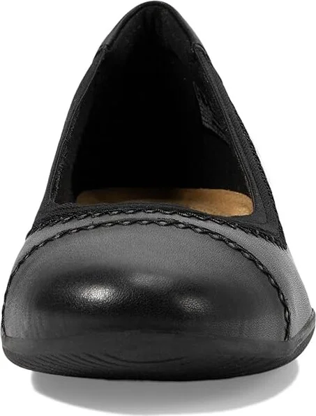 Clarks Sara Bay Women's Shoes Black Leather : 7 B - Medium - Image 2