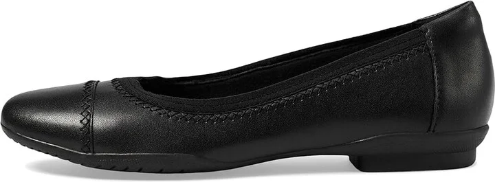 Clarks Sara Bay Women's Shoes Black Leather : 7 B - Medium - Image 6