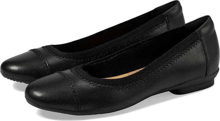 Clarks Sara Bay Women's Shoes Black Leather : 7 B - Medium