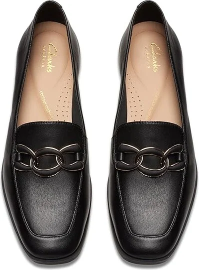 Clarks Sarafyna Rae Women's Flat Shoes Black Leather : 5 B - Medium - Image 2