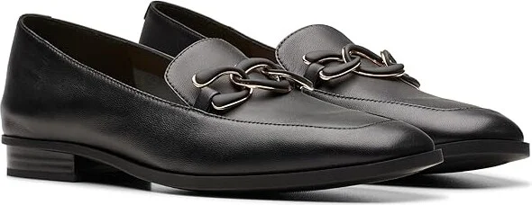 Clarks Sarafyna Rae Women's Flat Shoes Black Leather : 5 B - Medium
