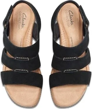 Clarks Seannah Glow Women's Sandals Black Suede : 9 B - Medium, Rubber/Suede - Image 2