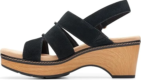 Clarks Seannah Glow Women's Sandals Black Suede : 9 B - Medium, Rubber/Suede - Image 5