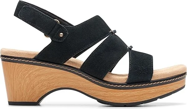 Clarks Seannah Glow Women's Sandals Black Suede : 9 B - Medium, Rubber/Suede - Image 6