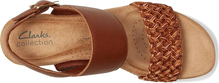 Clarks Seannah Step Women's Sandals Tan Leather : 8.5 B - Medium, Leather/Rubber - Image 2