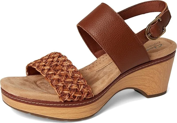 Clarks Seannah Step Women's Sandals Tan Leather : 8.5 B - Medium, Leather/Rubber - Image 5