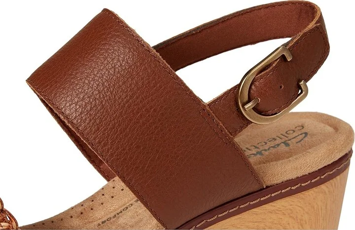Clarks Seannah Step Women's Sandals Tan Leather : 8.5 B - Medium, Leather/Rubber - Image 7