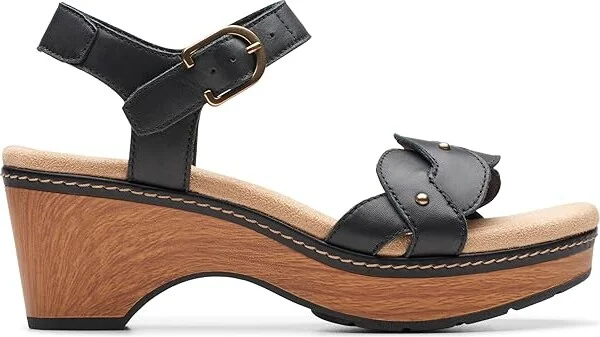 Clarks Seannah Way Women's Sandals Black Leather : 6 B - Medium, Leather/Rubber - Image 6