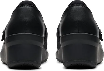 Clarks Suttyn May Women's Flat Shoes Black Leather : 8.5 D - Wide, Leather/Rubber - Image 4