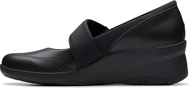 Clarks Suttyn May Women's Flat Shoes Black Leather : 8.5 D - Wide, Leather/Rubber - Image 5