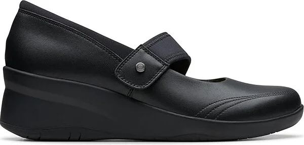 Clarks Suttyn May Women's Flat Shoes Black Leather : 8.5 D - Wide, Leather/Rubber - Image 6