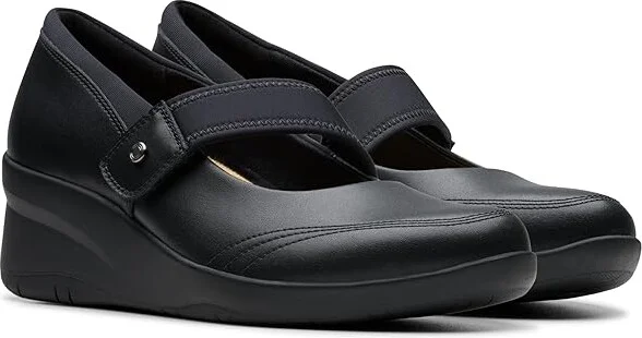 Clarks Suttyn May Women's Flat Shoes Black Leather : 8.5 D - Wide, Leather/Rubber