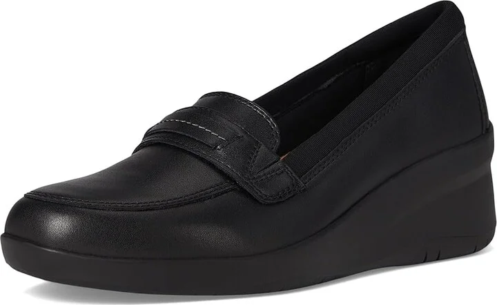 Clarks Suttyn Penny Women's Flat Shoes Black Leather : 11 B - Medium - Image 5