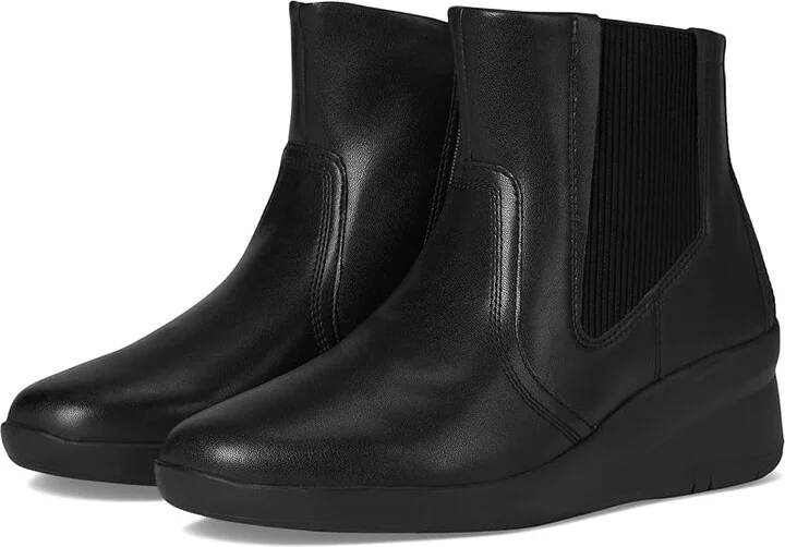 Clarks Suttyn Rae Women's Boots Black Leather : 10 D - Wide, Leather/Rubber