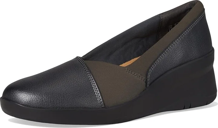Clarks Suttyn Walk Women's Flat Shoes Dark Pewter Metallic Leather : 9 B - Medium, Leather/Rubber - Image 5